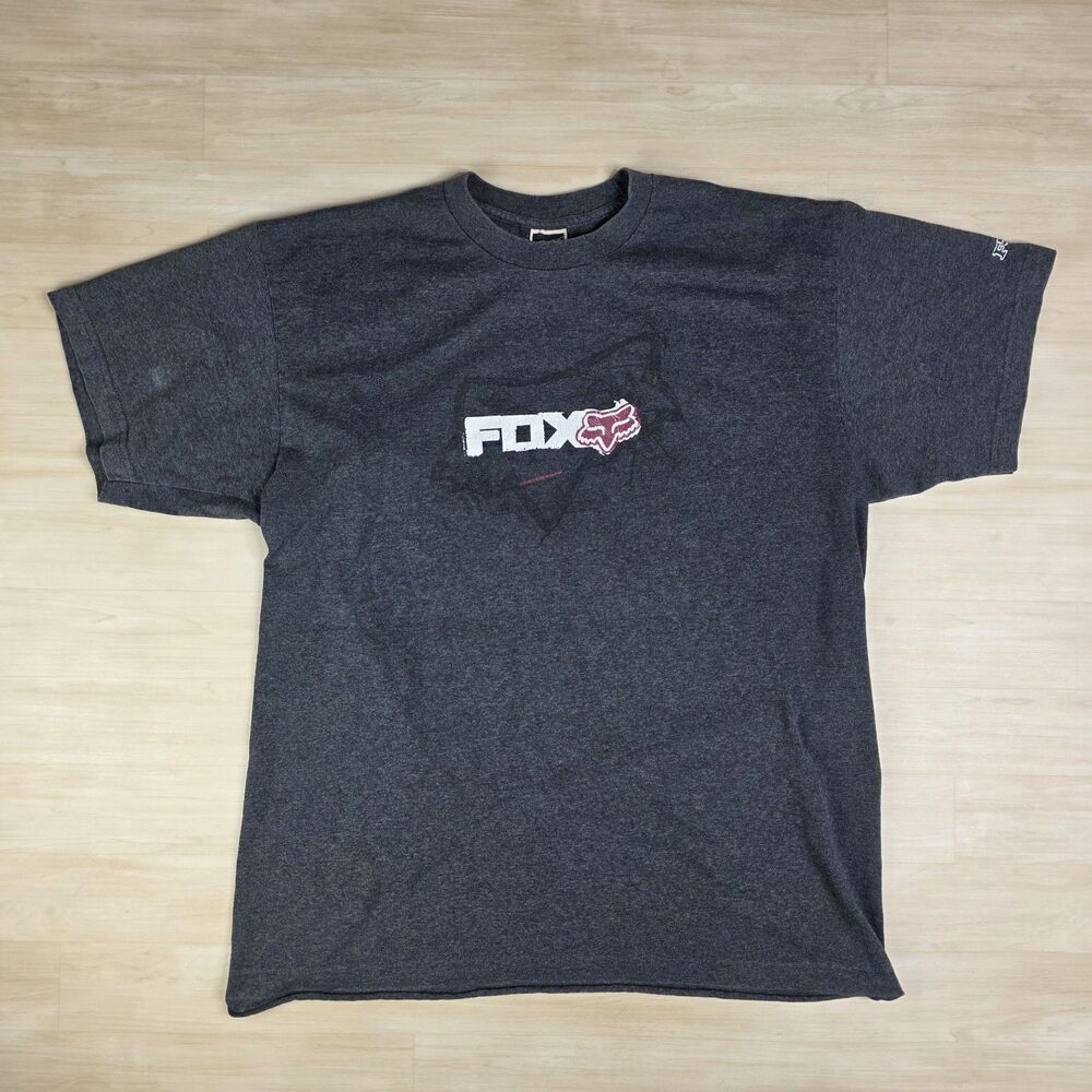 Y2K Fox Racing Logo Graphic Shirt‎ Gray Size XL